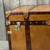 Luxury English Handmade Tan Leather Dark Trimmed Coffee Table Bed End Trunk Chest Home Living Interiors