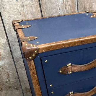 Luxury Pebble Blue Leather Nightstands