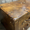 Luxury bridle leather antique aged reception trunk with draws