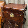 Luxury Handmade Tall Boy Leather 3 Draw Console End Table Trunk