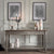 Le Trésor II, wooden table, desk, distress finish, narrow table, wooden console, carved console
