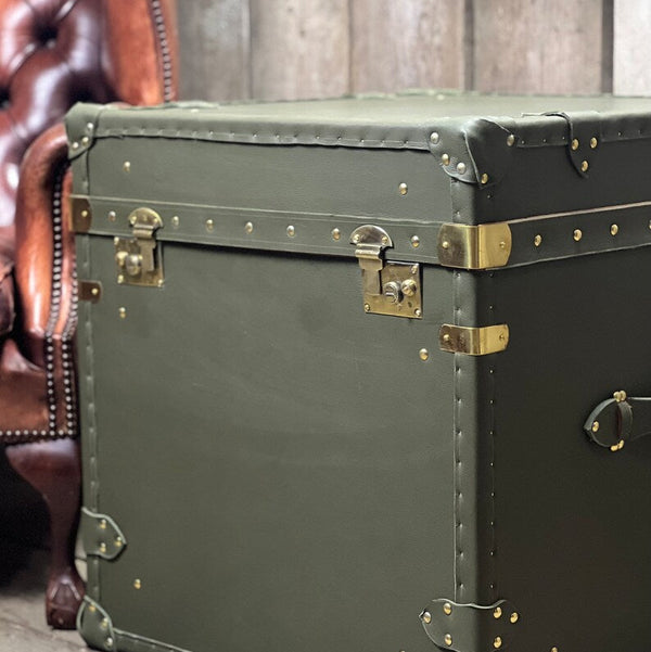 Olive Green Large Leather Console Trunk