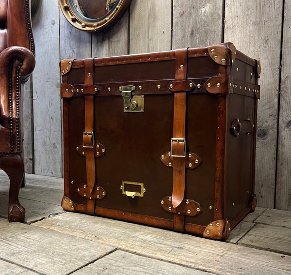 Bespoke Antique Belted Leather Console Side Table
