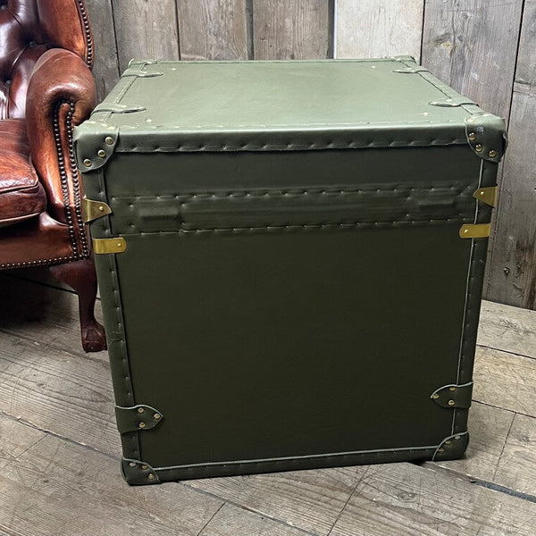 Olive Green Large Leather Console Trunk