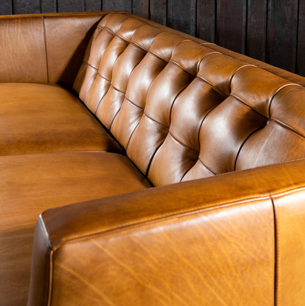 Hampton Tufted Leather Sofa | American Made | High Quality | Full Grain Leather