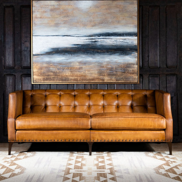 Hampton Tufted Leather Sofa | American Made | High Quality | Full Grain Leather