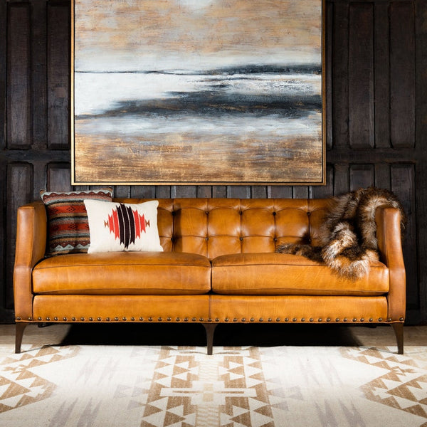 Hampton Tufted Leather Sofa | American Made | High Quality | Full Grain Leather