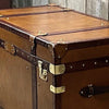Luxury English Handmade Tan Leather Dark Trimmed Coffee Table Bed End Trunk Chest Home Living Interiors