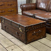Coffee Table Luxury English Bridle Leather Hand Dyed Chestnut Brown Room Decor