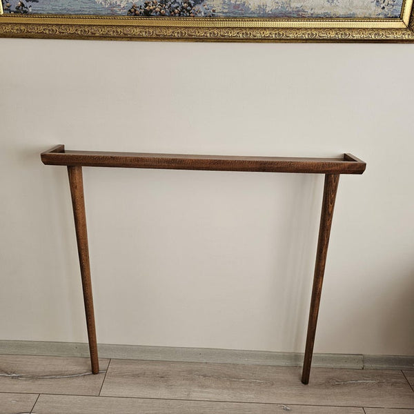 Narrow Wooden Console Table for Entryway | Customsize Console Table | Solid Beech Wood | Walnut Finish Furniture