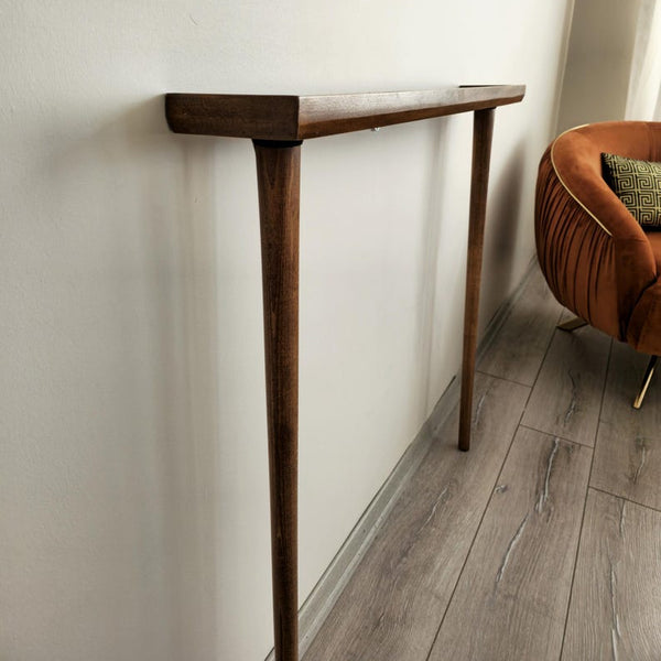 Narrow Wooden Console Table for Entryway | Customsize Console Table | Solid Beech Wood | Walnut Finish Furniture