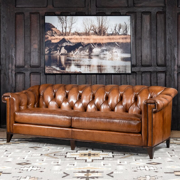 Lockwood Leather Chesterfield Sofa | Modern Rustic | American Made | High End | Vintage | Top Grain