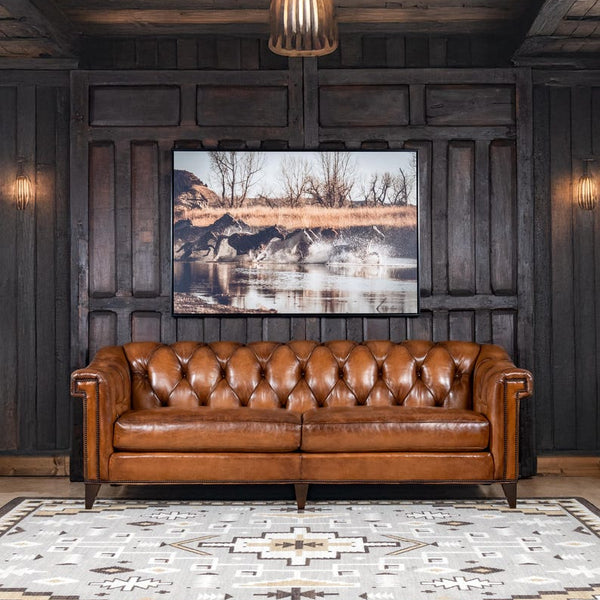 Lockwood Leather Chesterfield Sofa | Modern Rustic | American Made | High End | Vintage | Top Grain