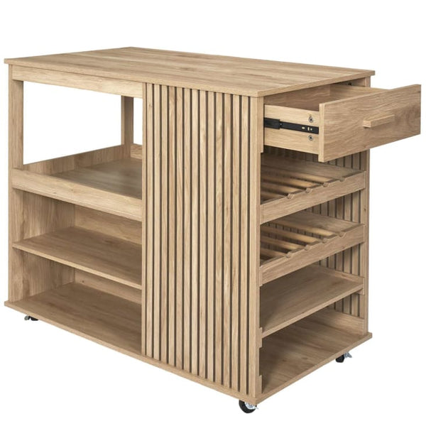 Saulk - Brown wood kitchen island