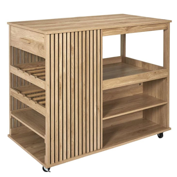 Saulk - Brown wood kitchen island
