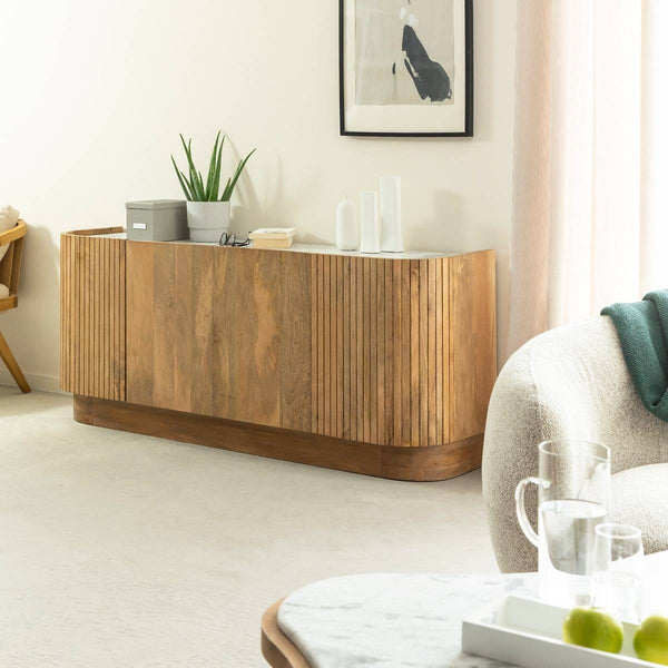 Adler mango wood and marble sideboard