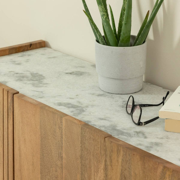Adler mango wood and marble sideboard