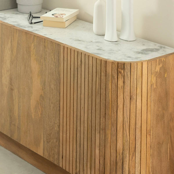 Adler mango wood and marble sideboard