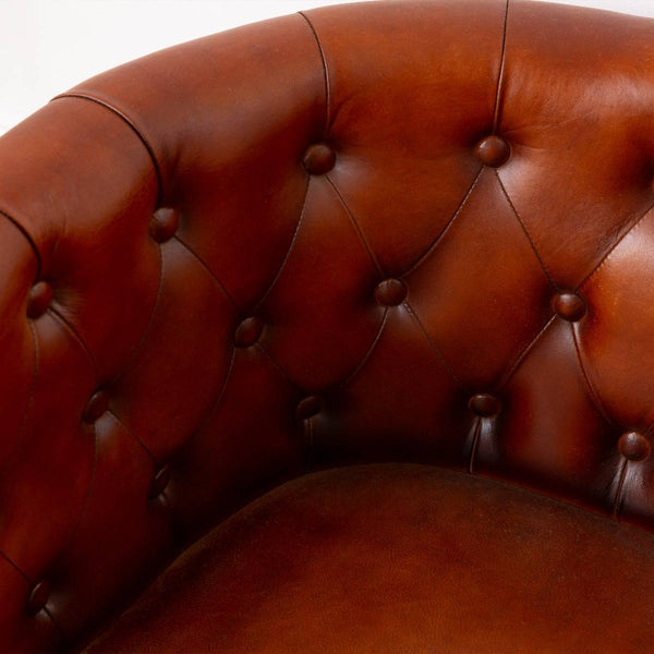 Esteban Brown Leather Chesterfield Armchair