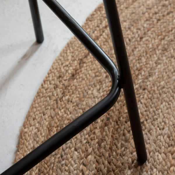 Alexandre brown leather and metal bar stool (set of 2)