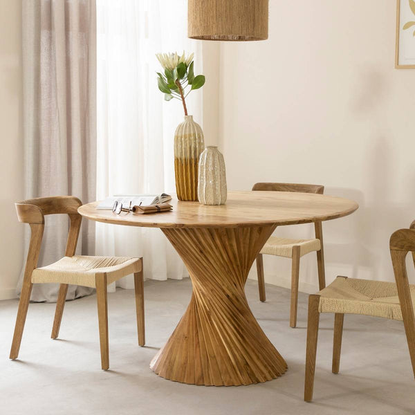 Orane round acacia wood dining table