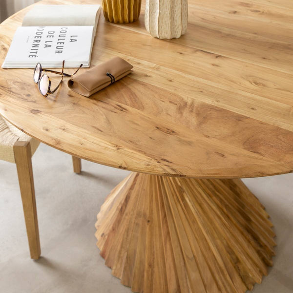 Orane round acacia wood dining table
