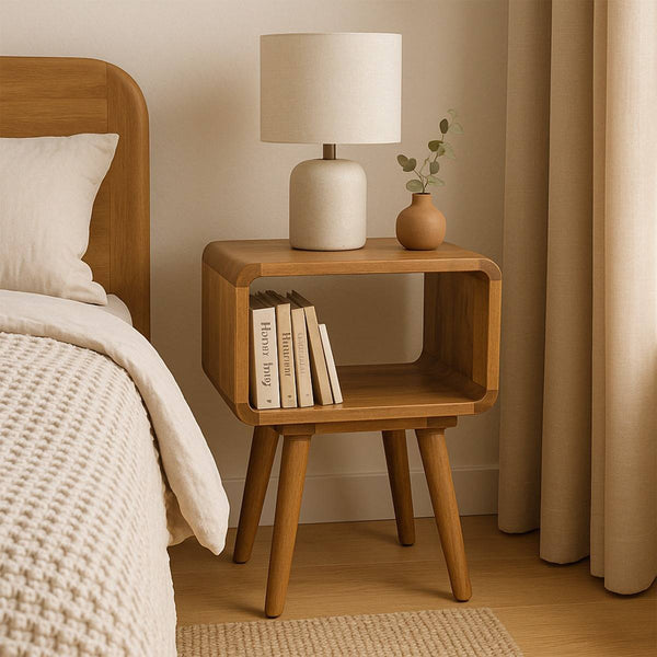 Maëva bedside table with niche in mango wood