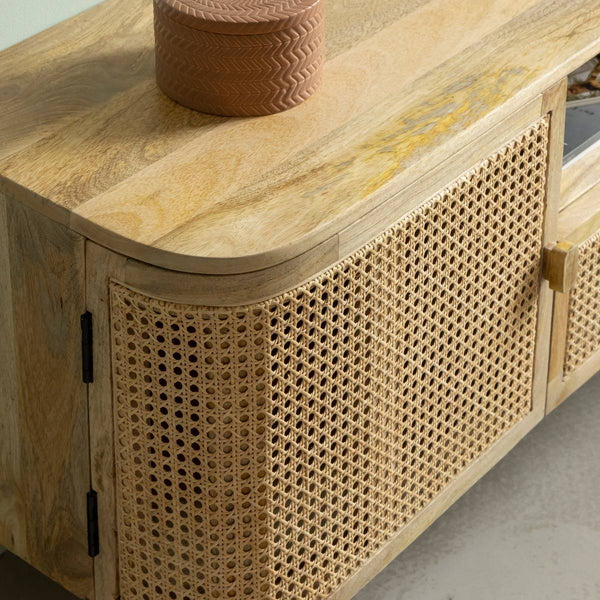 Palma mango wood and cane TV cabinet