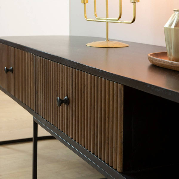 Ysé rounded mango wood and metal TV cabinet