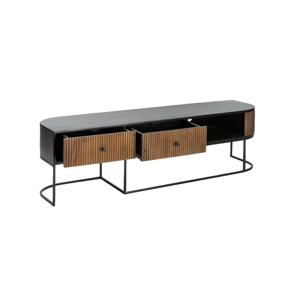Ysé rounded mango wood and metal TV cabinet