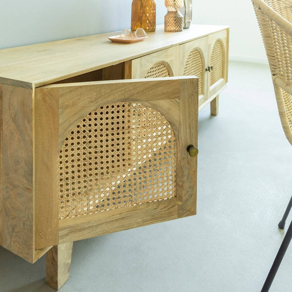 Edana mango wood and cane TV cabinet