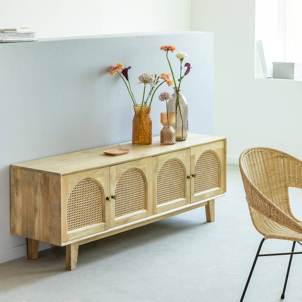 Edana mango wood and cane TV cabinet