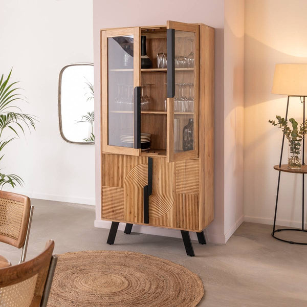 Mano acacia wood and metal display case