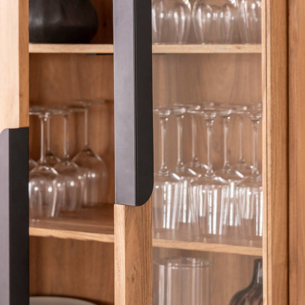 Mano acacia wood and metal display case