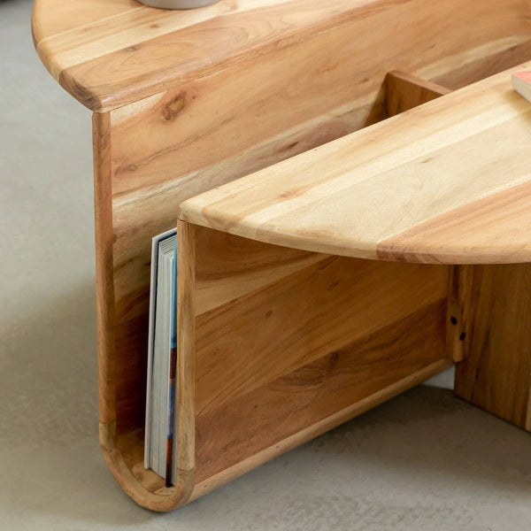 Astare round acacia wood coffee table