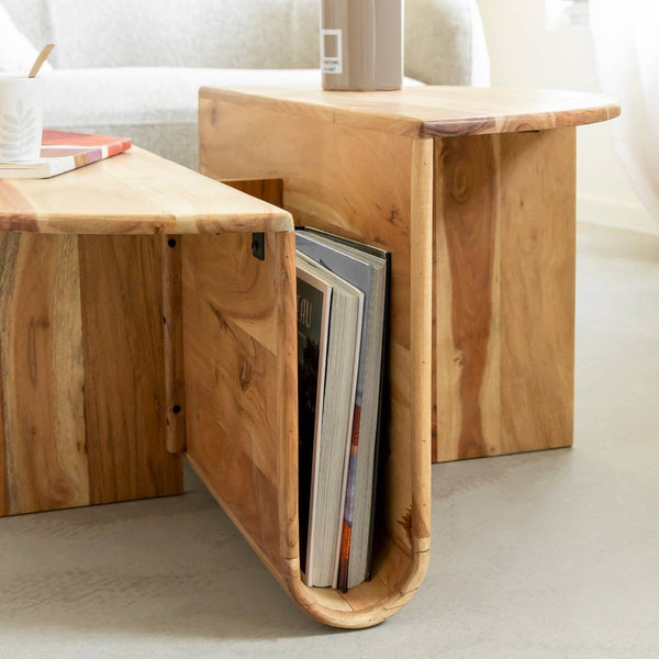 Astare round acacia wood coffee table