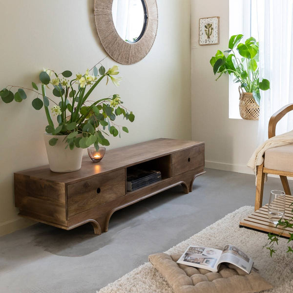 Daelan Dark Mango Wood TV Stand