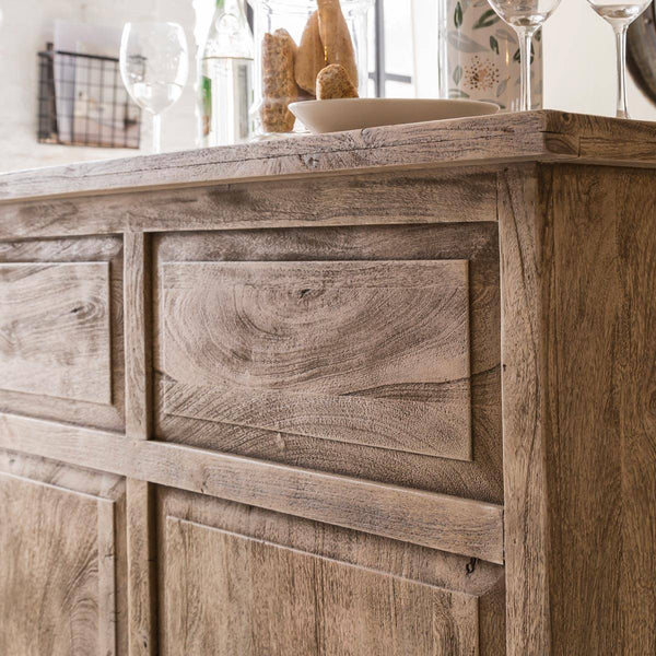 Helsinki brushed mango wood and metal bar cabinet