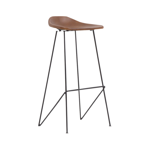 Archi Brown Leather Bar Stool