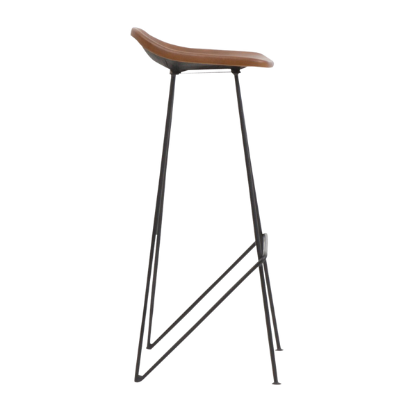 Archi Brown Leather Bar Stool
