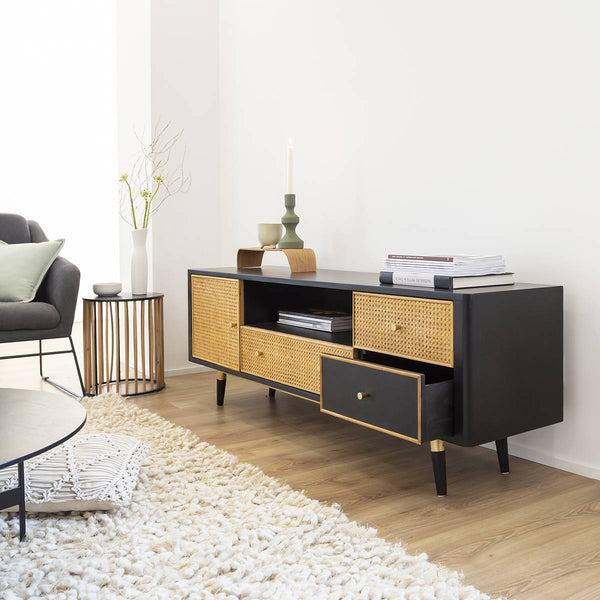 Volterra wicker and metal TV cabinet