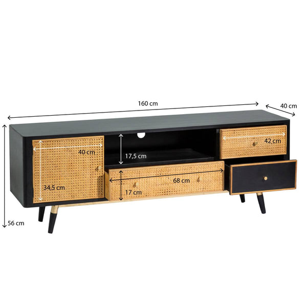 Volterra wicker and metal TV cabinet