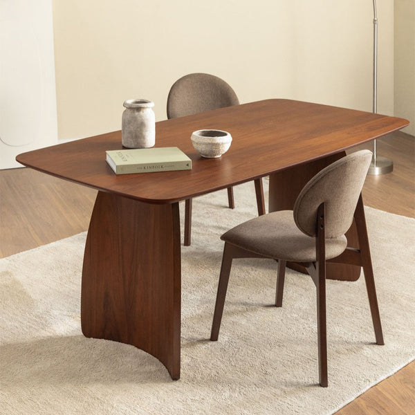 Rectangular dining table 180x90 cm in MDF with walnut veneer Luanda
