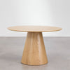 Round table set Ø120 cm in ash veneer Aura and 4 dining chairs in wood and bouclé fabric Lucca