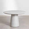 Set of round cement table (Ø120 cm) Noemi and 4 dining chairs in oak wood and braided rope Mara