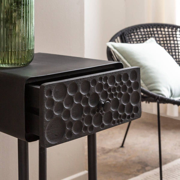 Liv mango wood and metal bedside table