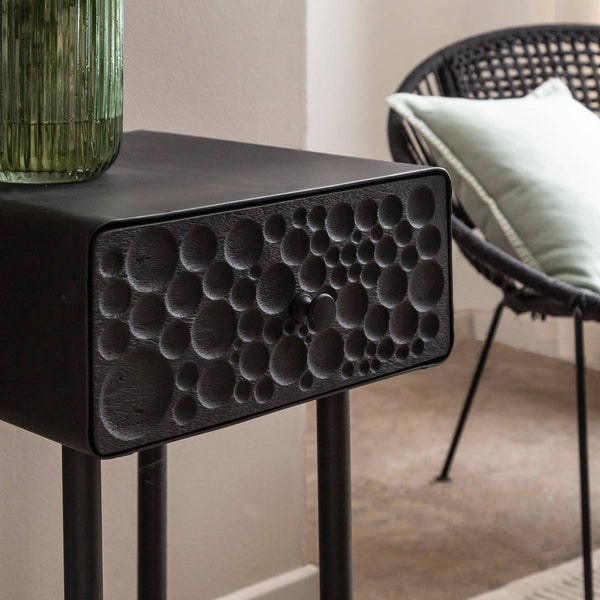 Liv mango wood and metal bedside table