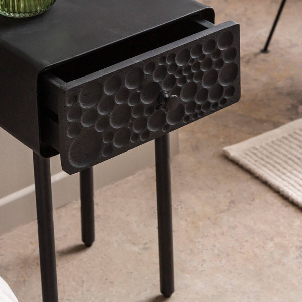 Liv mango wood and metal bedside table