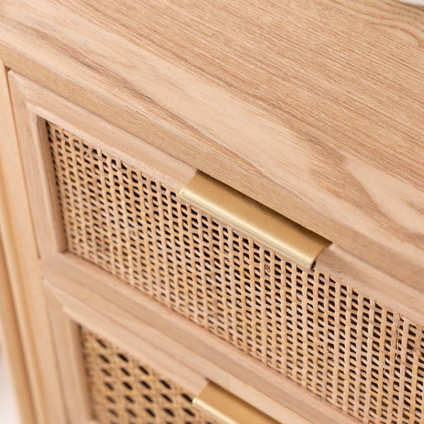Guido bedside table in cane and pine wood