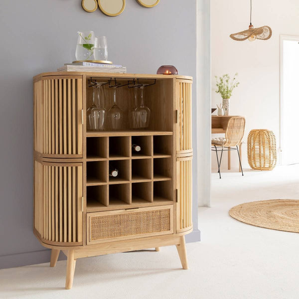 Guido pine and cane bar cabinet